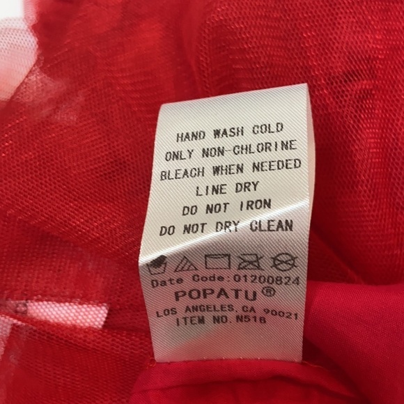 POPATU Baby Girls Red Short Sleeve Tulle Holiday Dress Size 12 Months NWT - Picture 10 of 10